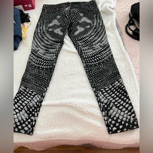 Roberto Cavalli Black and White Patterned Women Jeans